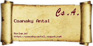 Csanaky Antal névjegykártya